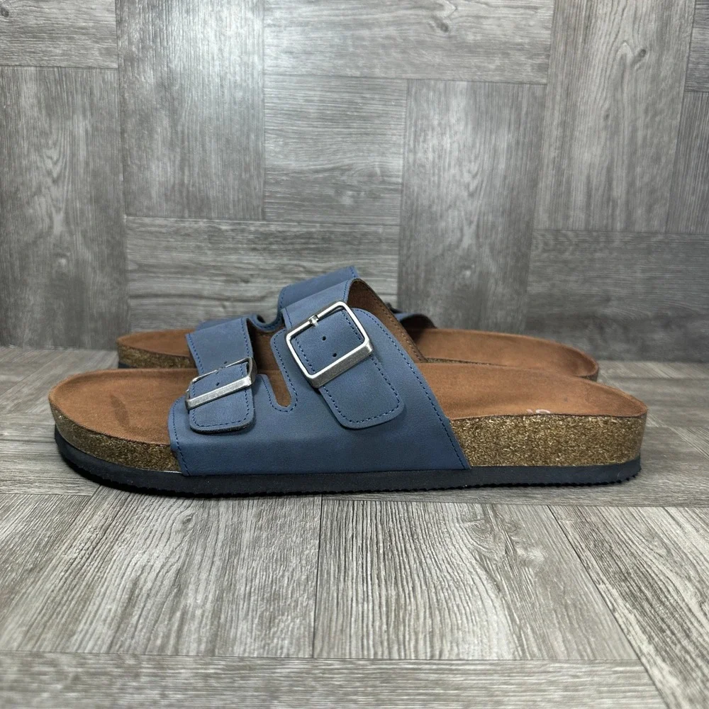 Cliffs by White Mountain Sandals Mens 12 Blue Double Strap Casual Slide NEW